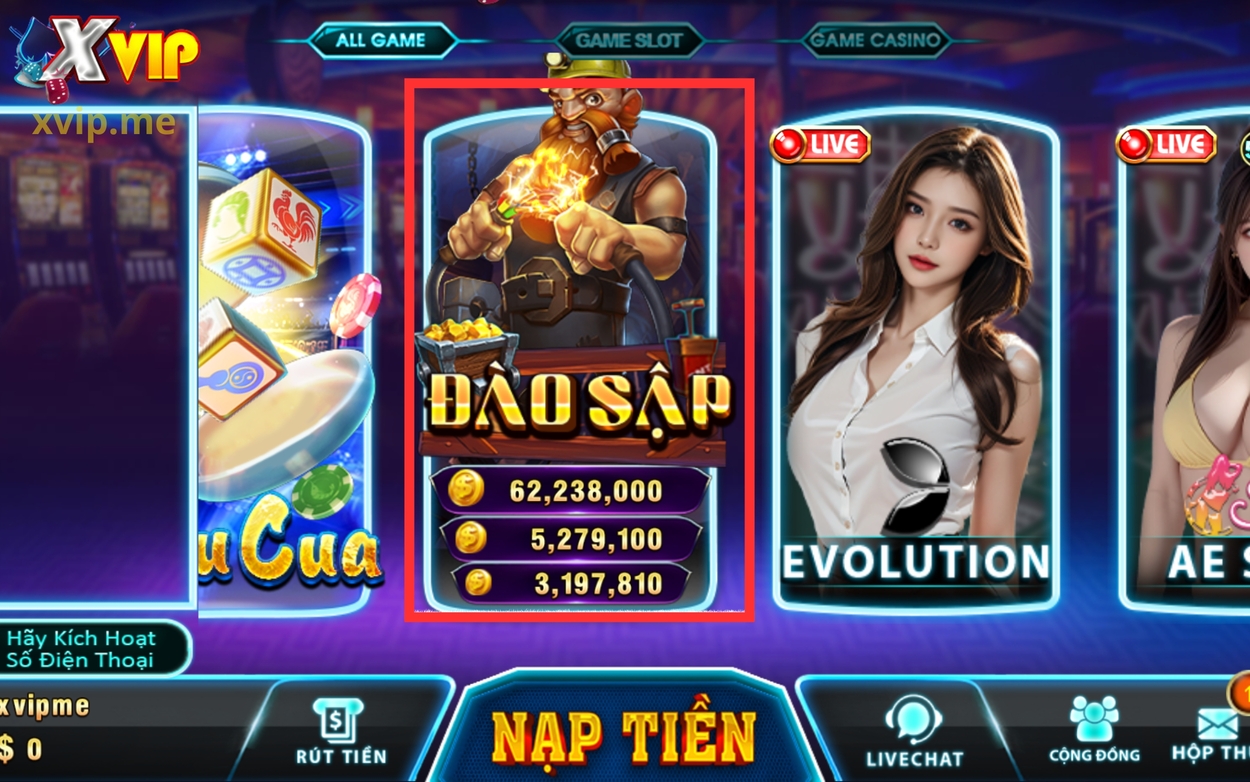 Đào sập là trò chơi nổ hũ được yêu thích nhất tại Xvip