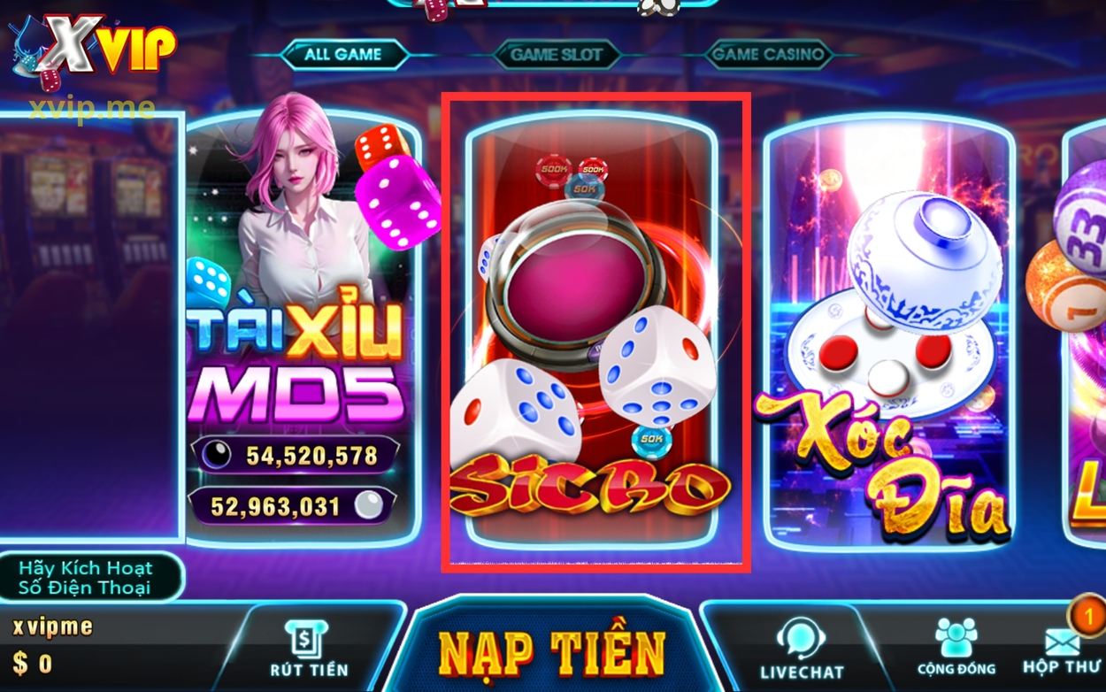 Giới thiệu về trò chơi Sicbo tại cổng game Xvip