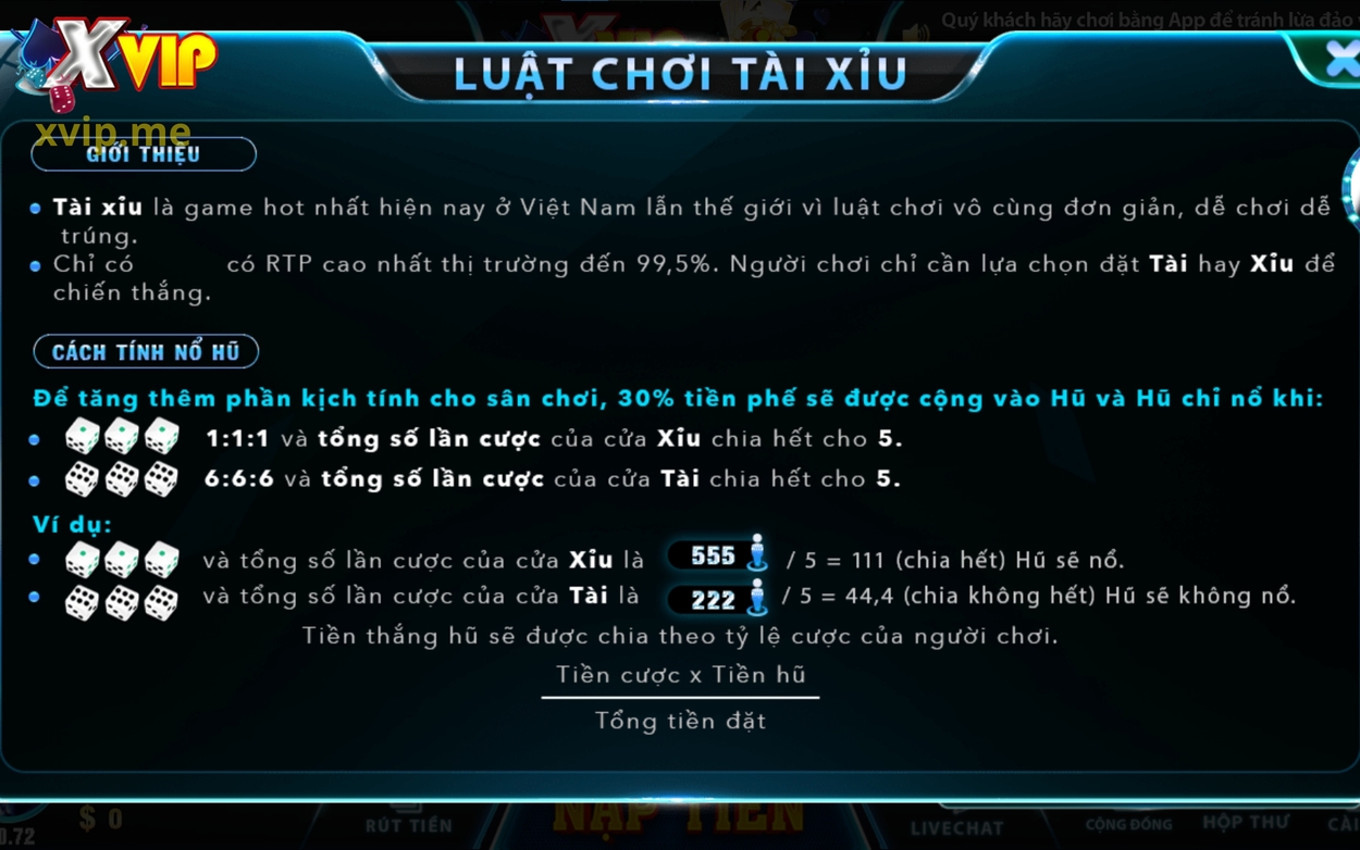 Luật chơi cơ bản trong trò chơi tài xỉu